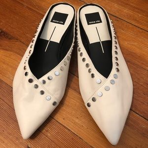 Dolce Vita White Leather Pointed Toe Mules